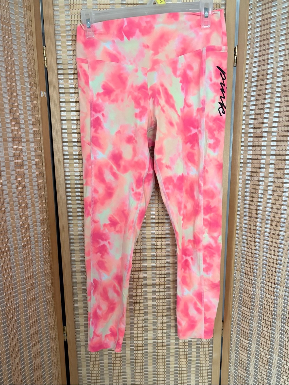 PINK Victoria's Secret Coral Pink Tie-Dye Leggings